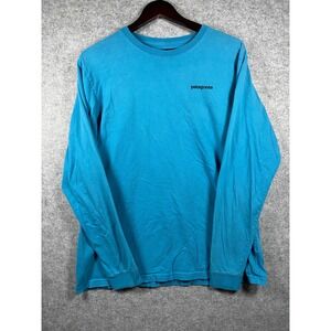 Patagonia Mens Long Sleeve P-6 Logo Graphic T-Shirt Blue Size Large Regular Fit